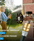 Self Draining Vacuum Breaker Anti Siphon Valve For Garden Hose Faucet With Washers And Sealing Tape Backflow Preventer For Outdoor Spigot Fine Thread Inlet One And One Sixteenth Inch Outlet Three Quarter Inch Male Hose Thread Replacement For PK1380 shown on outdoor faucet with child using a hose