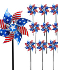 Ten Pack Reflective Pinwheels Patriotic Garden Decor With American Flag On Stick Wind Spinners And Stakes For Independence Day Memorial Day Fourth Of July Parties And Birds Repellent