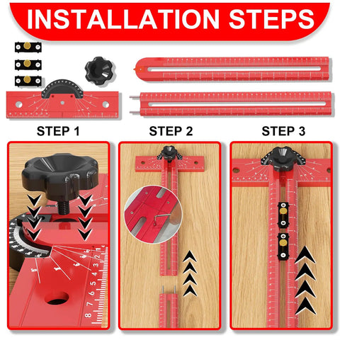 Installation steps for No Fuss Heavy Duty 29 Inch Woodworking T Square With Adjustable 15 To 165 Degree Angle, Solid Aluminum Layout Tool.