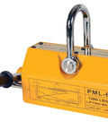 Heavy Duty Permanent Magnetic Lifter With 1200 Lb Capacity For Sheet Metal Material Handling and Overhead Crane Rigs, showcasing yellow compact design.