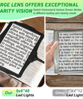 Hands Free Floor Magnifier With Light And Stand For Reading And Close Work 48 LED Magnifying Lamp showing clear text view.