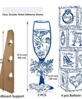 Vintage Floral Block Box Centerpiece Set of Four With Matching Champagne Flute Stands Is a Straight Up Party Starter for Glam Weddings and Bachelorette Celebrations, featuring floral decorations and clear adhesive sheets.