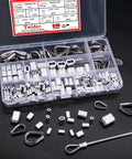 Heavy Duty Wire Rope Thimbles And Aluminum Crimping Loop Sleeves Kit For Rigging Includes 240 Piece Set In 3/64 To 5/32 Inch Range
