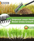 Double Sided Lawn Thatch Rake, 51 Inch Heavy Duty Metal Rake With 21 Teeth removing thatch and improving lawn health