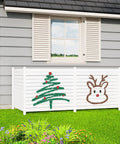Festive design on Three Panel Backyard Privacy Fence White PVC 48 Inch Wide By 42 Inch High No Dig Privacy Screen installed outdoors
