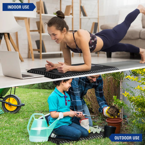 Extra Thick Kneeling Pad Black For Knee Pain Relief used indoors for exercise and outdoors for gardening tasks