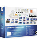 Magic Science Lab Kit With 72 STEM Experiments For Kids Reactions Illusions Crystals Slime And Light Tricks DIY Chemistry Project Kit Educational Learning Toy And Physics Activity Set For Ages 8 Plus packaging with contents displayed