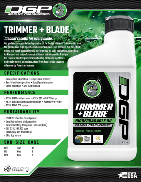 Pro Grade Hedge Trimmer Oil For High Speed Commercial Blades Biodegradable Lubricant With Eco Friendly Rust And Corrosion Protection Sap Buildup Prevention 8 Oz bottle