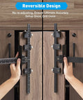Cabinet Hardware Jig For Precise Drill Alignment And Install Guide being used on wooden doors for knob installation.