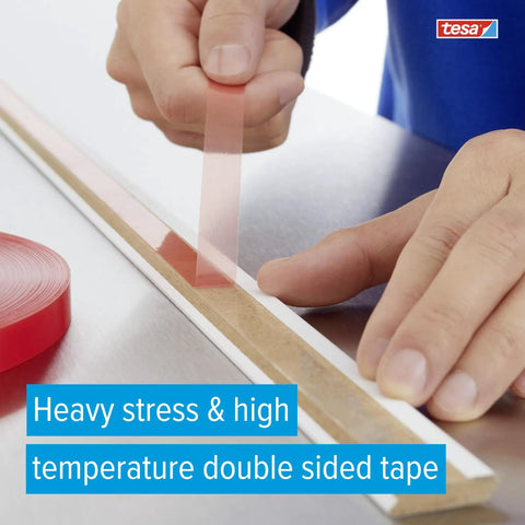Clear Double Sided PET Film Tape With Acrylic Adhesive, 2 Inch Wide By 60 Yard Roll applied to surface for solid holds