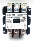 Three Pole Definite Purpose Contactor 120 Volt, 40 Amp Inductive, front view showing terminals and labels