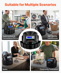 Heavy Duty US Coin Counter Sorter And Wrapper Machine Handles 5 Denominations in supermarket, laundromat, bank, and fundraiser settings.