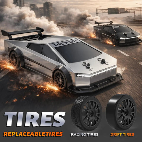 Dope 1 To 24 Scale 4WD RC Drift Pickup Car With Two Sets Of Drift And Off Road Tires high-speed road scene