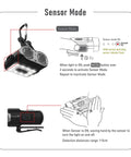 Sensor mode instructions for Clip On Cap Light 120H LED Rechargeable Headlamp Waterproof USB C Hat Light