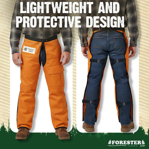 Orange 37 Inch Apron Style Chainsaw Chaps For Men And Women With Pocket And Adjustable Waist Built For Pro Grade Chainsaw Safety Gear And Leg Protection On The Job