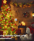 Indoor Outlet Timer 2 Pack Mechanical 2 Prong 24 Hour Mini Lamp Timers in holiday setting with decorated Christmas tree