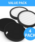 4 Pack Halo Replacement Filters For PureZone Halo Purifier PEAIRDSK with carbon and HEPA layers shown in two pairs.