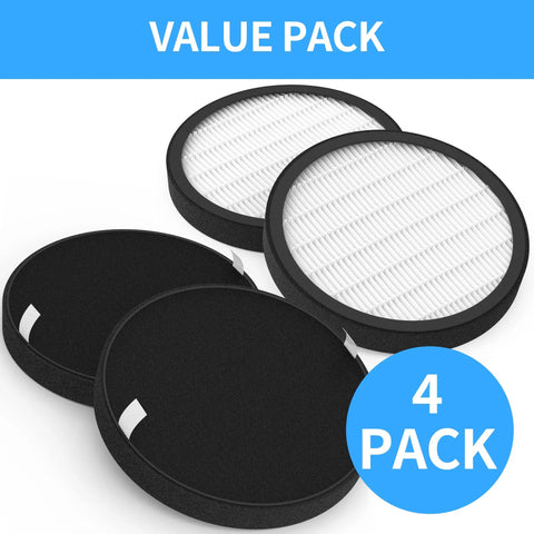 4 Pack Halo Replacement Filters For PureZone Halo Purifier PEAIRDSK with carbon and HEPA layers shown in two pairs.