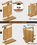 Diagram showing two installation methods for Secret Door Pivot Hinge 360 Degree Heavy Duty For Hidden Bookcase Doors 600 Pounds Load Bearing.