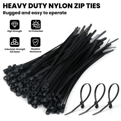 Beefy Heavy Duty Zip Ties With Screw Hole For Mounting 75 Lb Tensile Strength Seven And A Half Inch Indoor Outdoor Nylon Cable Ties 50 Pack Black Universal Cable Tie Buckles