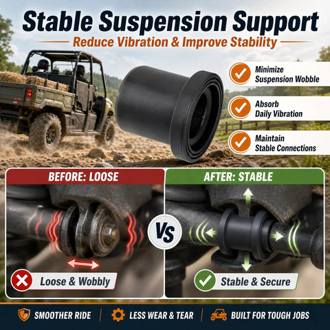 Eight Pack Upper Lower A Arm Bushings Heavy Duty Rubber Suspension Upgrade For Utility Vehicles showing a durable bushing improving stability.