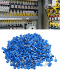 Top Tier 1000 Pcs Insulated Copper Ferrule Kit For TE7508 Terminals Perfect For Crimping AWG 20 Solid Stranded Wires With Safety Insulation For Home And Heavy Machinery Electric Work, blue ferrules pile