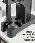 3 Ton Manual Arbor Press Built Like A Tank Heavy Duty Desktop Hand Press With Robust Cast Iron Construction And 12 Inch Work Height For No Sweat Stamping Bending And Precision Forming Operations showing multi-slot steel anvil plate.
