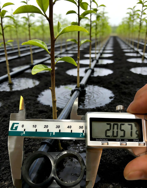 Measuring drip irrigation setup with Twenty Pcs Three Quarter Inch Drip Irrigation End Cap Plugs Universal Fit Tight Seal Built To Last End Closure Stop Fitting Kit For Garden Greenhouse Patio Lawn Irrigation System.