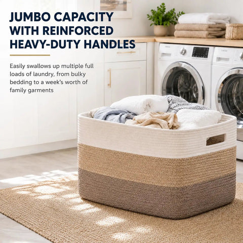 Pretty Sweet Gradient Brown Cotton Rope Storage Basket For Living Room Laundry Hamper And Pet Toy Holder Heck Of A Sturdy Rectangular Crate Holds Blankets Cozy Throws Real Talk Home Fix 75 Liter Capacity