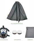 Full Face Respirator Mask for Organic Vapors and Paint Fumes with Dual Cartridges, Comfortable Fit, Easy Breathing, Anti Fog, Includes Carry Bag and One Pair Filter Cartridges for Dustproof Protective Gear displayed with components and carry bag.