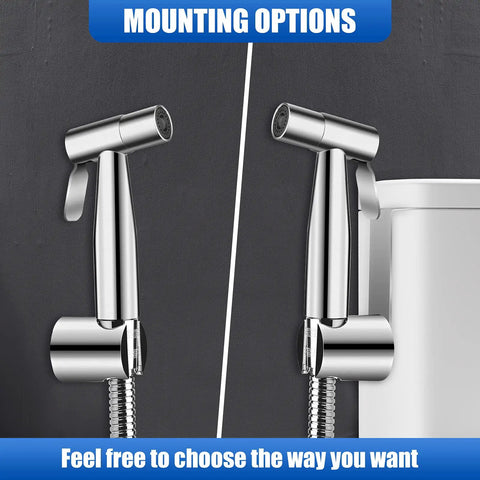 Stainless Steel Handheld Bidet Sprayer Kit For Toilet With Long Hose Full Pressure Leakproof Easy Install