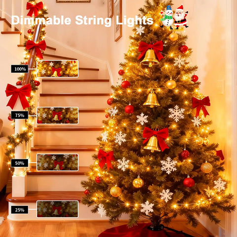 Battery Powered Christmas String Lights 33ft With 100 LED Remote Dimmable Timer Warm White Fairy Lights For Wedding Party Garden Decor Indoor Outdoor No Fuss Setup Safe For Kids And Pets