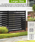 Outdoor AC Unit Fence Screen Set, 3 Panels, 42 Inch Tall By 38 Inch Wide Privacy Fence with black metal panels, garden view