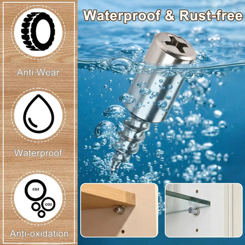 50 Pcs Heavy Duty Cabinet Shelf Support Pegs With Non Slip Silicone Sleeves And No Fuss Install Rust Resistant Metal Bracket Kit For Closets Bookcases And Pantries in water showcasing waterproof feature.