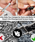 Nut And Bolt Thread Checker Gauge Kit With 28 Thread Gauges For Inch And Metric, showing bolt verification and organized storage