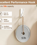 Heavy Duty Adhesive Wall Hooks 13Lb Aluminum No Damage To Wall holding 10lb weight showcasing strength and capacity.