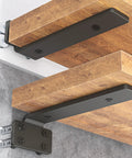 Heavy Duty Floating Shelf Brackets Set 6 Inch Long 6 Pack Black Coated Metal Wall Shelf Supports installed on wood shelves