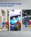 WISSCOOL 1/4-inch refrigerant charging hoses with blue and red gauges, 60-inch length, set of 3