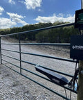 Universal Tube Gate Bracket Kit For Automatic Gate Opener Systems In Stainless Steel on farm gate with controller visible
