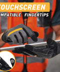 Person wearing Durable Work Gloves For Men And Women With Touch Screen Ready Fingertips PVC And Synthetic Leather Palm