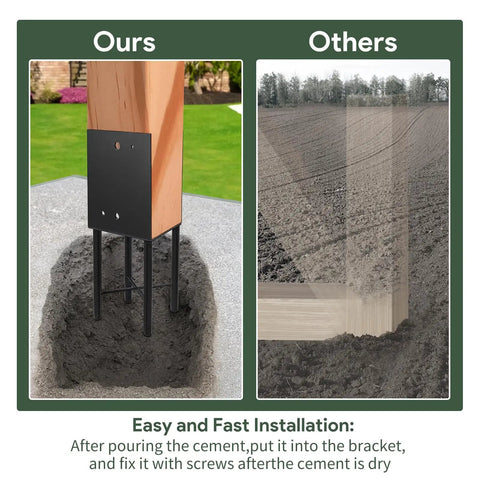 4 Pack Heavy Duty U Shaped Post Base For Concrete Foundations, 5.7x5.7 Inch Stainless Steel Guardrail Bracket For Decks Fences Railings Gazebos And Pergolas, Tough As Nails, Built To Last
