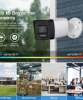 4MP Mini Bullet PoE IP Camera Outdoor with Strobe Light and Audible Alarm mounted on a wall for weatherproof security.