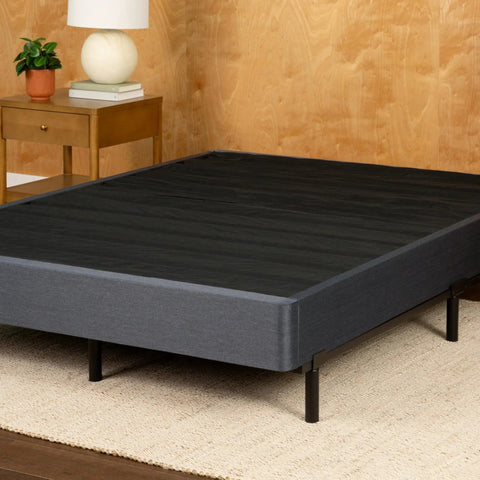 Queen Mattress Foundation Box Spring Alternative With No Sweat Assembly And 7 Inch Height provides solid support in stone grey material.