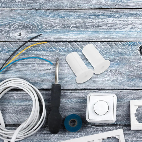 Stylish VILLCASE 4 Pack Silicone Wall Hole Plugs For 1 Inch Grommets Keep Internal Cable Routing Tidy And Protected With These Durable Wall Cable Protectors Perfect For Home Office Setup Making Your Tech Look Totally Slick And Organized. White silicone wall cable plugs for 1 inch holes with wires and tools