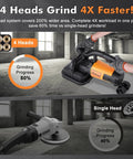 Powerhouse Four Head Concrete Grinder Set With Four Inch Diamond Wheels, 3800W Motor, Dust Extraction Shroud in use