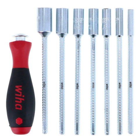 Drive-Loc VI Pro-Grade Nut Driver Set With Interchangeable Blades In Durable Pouch 8-Piece Cushioned Grip Lock Handles Adjustable