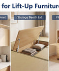 Top Shelf Heavy Duty Gas Struts 2 Pack For Cabinet Doors And Toy Box Lids 150N 33lbs Force Soft Close Action With Rust Resistant Finish Keeps Ya Safe From Pinched Fingers And Slamming in kitchen, storage, and file cabinet.