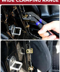 11 Piece Panel Fixing Clamps With Pliers for Auto Body Work, angled reach, demonstrating clamping on car door frame, rust resistant