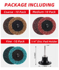 2 Inch Pro Grade Quick Change Roll Lock Discs Set, 31 Pcs With One Quarter Inch Arbor For Die Grinder Surface Conditioning