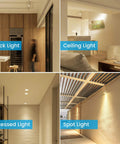 Dimmable MR16 LED Bulbs 12V 5W 50W Equivalent 3000K Warm White GU5 Pin 40 Degree Beam in various lighting setups.